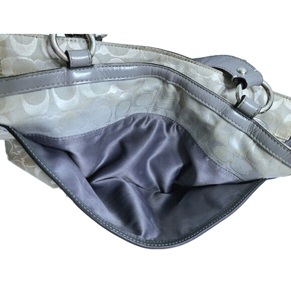 Coach Penelope Signature Jacquard Shoulder Bag Gray Silver F14694 Purse Handbag - Picture 11 of 13